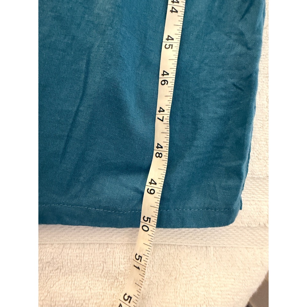 Cynthia Rowley Teal Blue Linen Blend Wide Leg V-Neck Sleeveless Jumpsuit Small - Picture 4 of 16